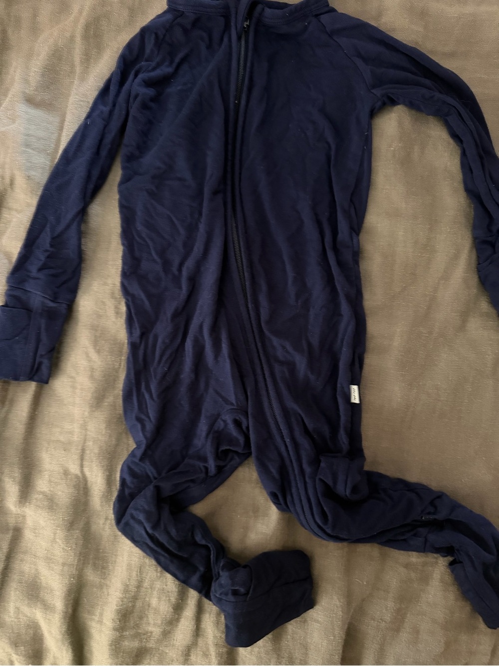 Navy Blue One-Piece Zippered Pajamas